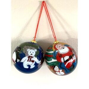 Hand‎ Painted Glass Christmas Ornaments, Set of 2